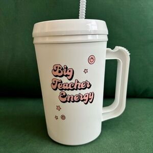 Big Teacher Energy Mug with Straw